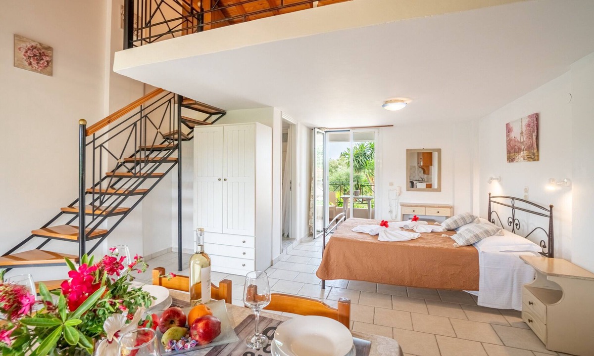 Arillas Apartment | Apartment 'Standard Family 18' with Shared Pool, Wi-Fi and Air Conditioning