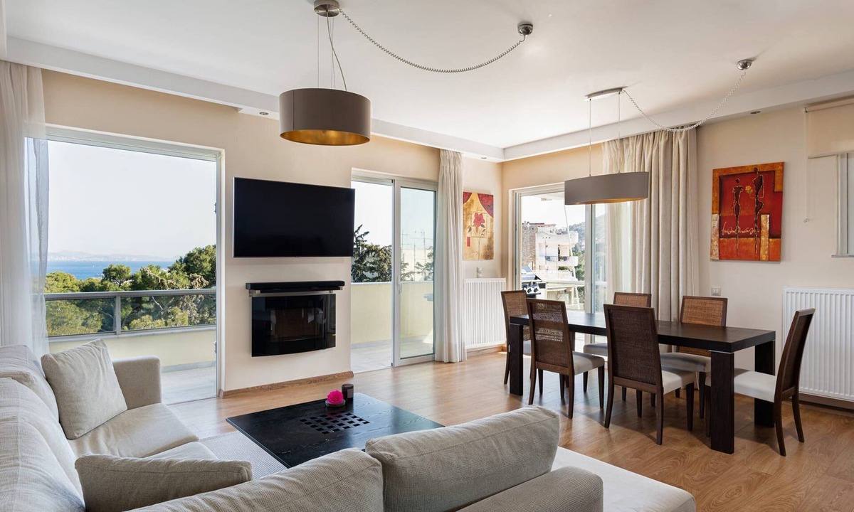 Varkiza Villa | Exquisite Athens Apartment | Elysian Penthouse | 2 Bedrooms | 360° Balcony.