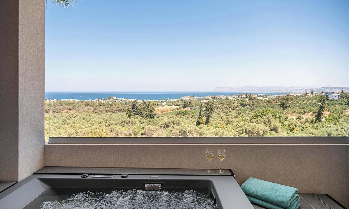 Agia Apartment | Kymélia Upper Suite With Private Hot Tub & SeaView