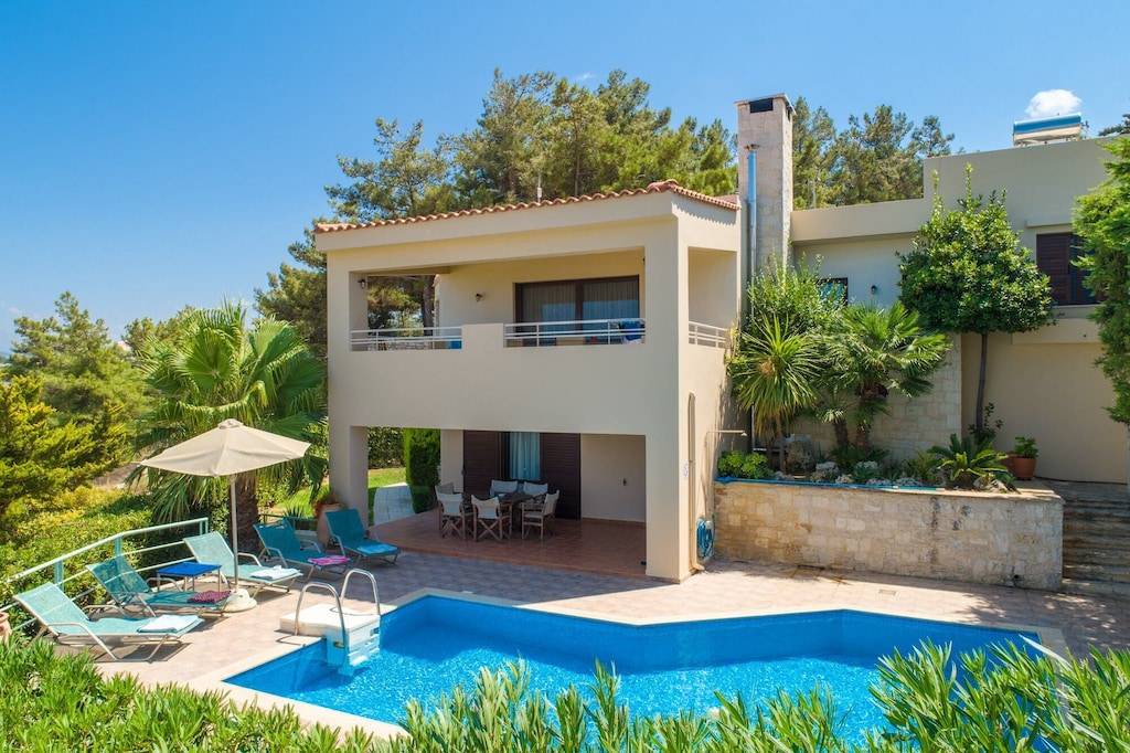 Roussospiti Villa | Villa Ilia: Large Private Pool, Sea Views, A/C, WiFi