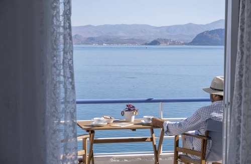 Kiveri Apartment | Beachfront Studio | Amazing Sea View balcony | near Nafplio, Epidaurus, Mycenae