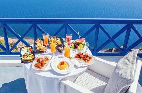 Akrotiri Apartment | Mirethia Suite, Divine Sea and Caldera Views, Furnished Balcony, Indoor Jacuzzi