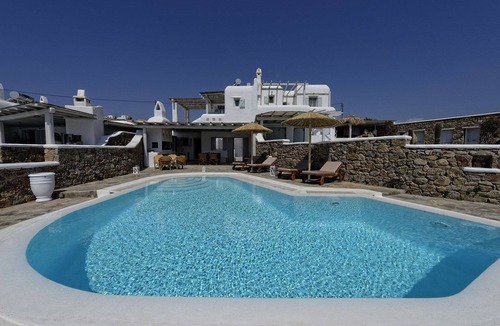 Kalafatis Villa | Panoramic Villa Fos, in Mykonos, in Kalafatis area, with private pool, 4 bedrooms, 10 sleeps