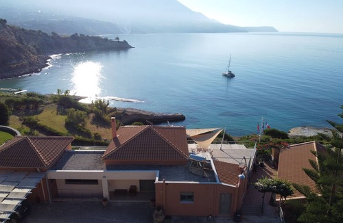 Karavados Villa | Seafront Villa with Panoramic Views, 5 Bedrooms, Pool, 3 Min Walk to Sandy Beach