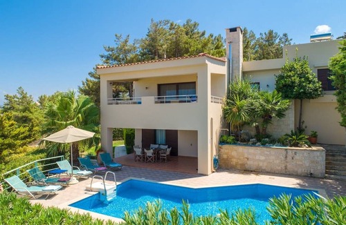 Roussospiti Villa | Villa Ilia: Large Private Pool, Sea Views, A/C, WiFi