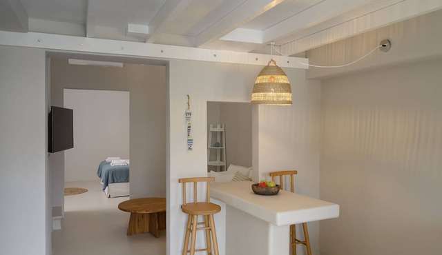 2 bedroom Family Cave Suite, terrace & kitchen, by Elements Suites in Thira - Santorini