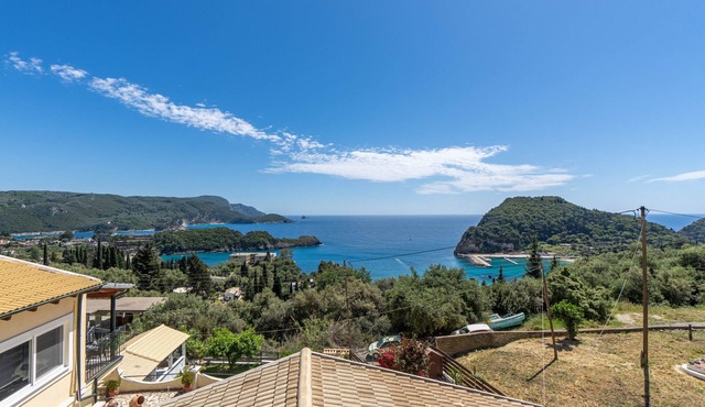 Apartment "Angela Panorama Studio" with Sea View, Shared Pool & Wi-Fi in Corfu
