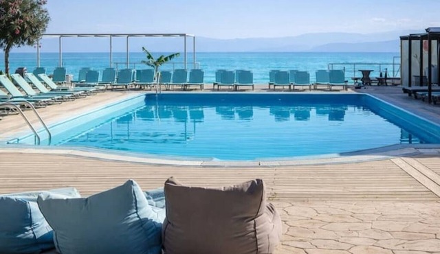 Beachfront Twin Room with Terrace at Agnes Beachfront Hotel in Kavos