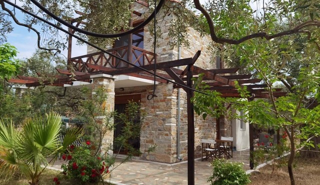 Elea stone houses, villa "palm" in bio olive grove, at Thassos Island in Prinos
