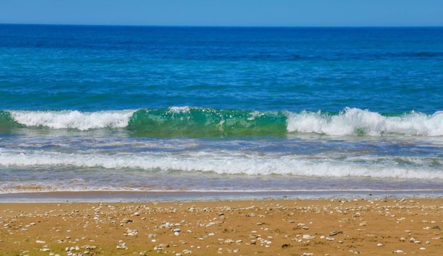 Maria Beach apartment: Apartment on the beach with 2 bedrooms, terrace, views in Acharavi