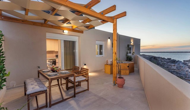 Sea Whisper Seafront Home with Hot Tub, by Estia in Heraklion