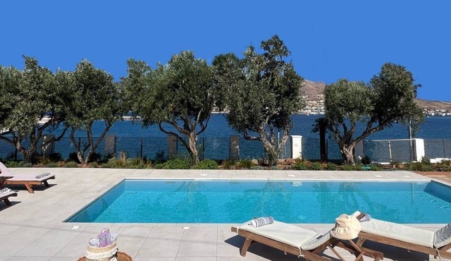 Seafront Villa Elvion, Divine Sea Views, Private Pool, Furnished Terrace,. in Syros