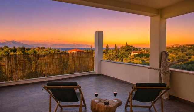 Spacious Family Villa with Outdoor Cinema & Sea View in Aigialeia
