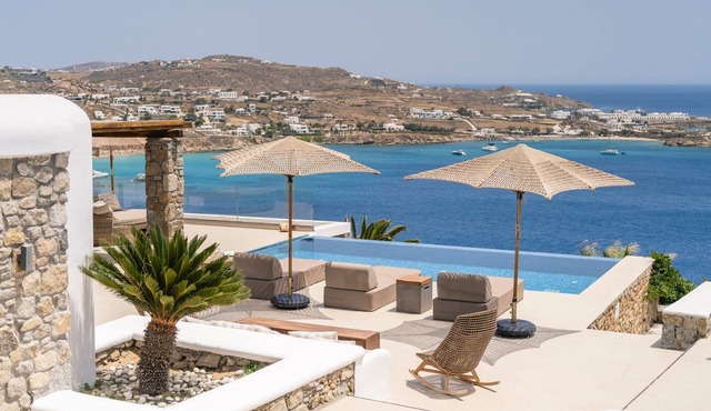 Superb Seafront Mykonos Villa | Villa Eros | 4 Bedrooms | Panoramic Sea Views |. in Mykonos