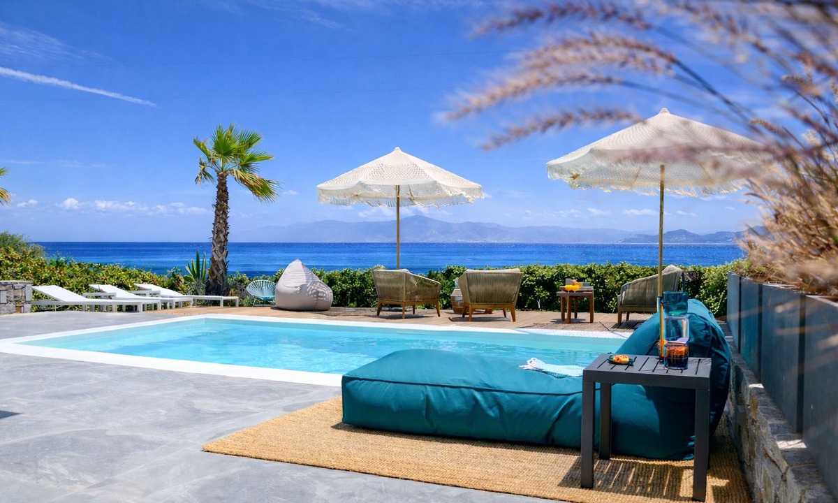 Ampelas Villa | Brand New Beachfront Villa with Private Pool right on the sea
