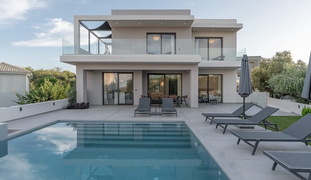 Lavish Zakynthos Villa | Villa Pelagos Serenity | 5 Bedrooms | Panoramic Sea Views | Private Pool | Spacious Furnished Terrace with Shaded Outdoor Dining Area | Prime Location | Akrotiri in Zakynthos
